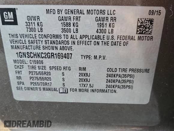 2016 Chevrolet Suburban LT с VIN 1GNSCHKC2GR169407, выставлен на аукционе Copart как лот 84255785 с пробегом 161 054 миль миль и Списание • Salvage title. История ставок и продаж доступна на DreamBid. Изображение 13.