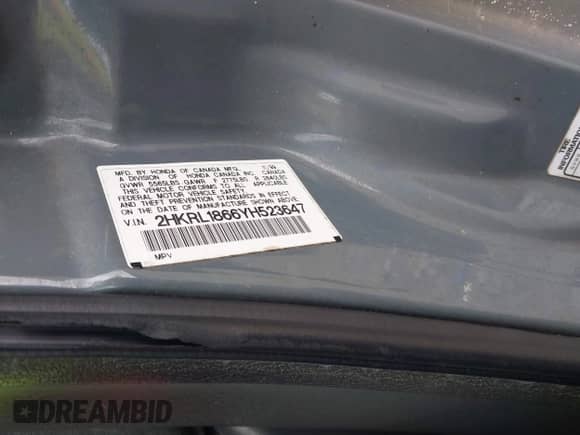 2000 Honda Odyssey EX с VIN 2HKRL1866YH523647, выставлен на аукционе IAAI как лот 43044732 с пробегом 195 061 миль миль и . История ставок и продаж доступна на DreamBid. Изображение 9.