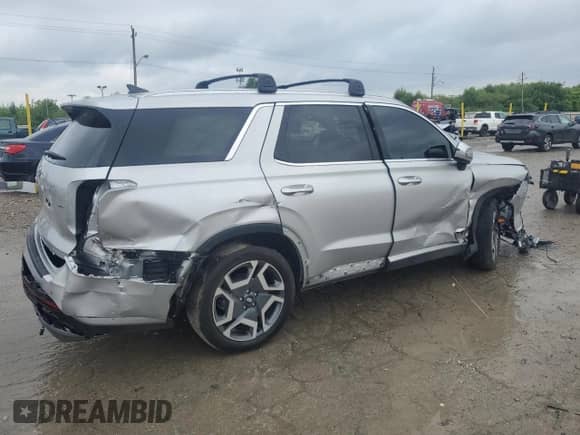 2025 Hyundai Palisade SEL Premium with VIN KM8R4DGE1SU816713, listed as a Copart auction lot 64663645 with 9,116 mi miles and Salvage title. Bid and sale history available at DreamBid. Image 3.