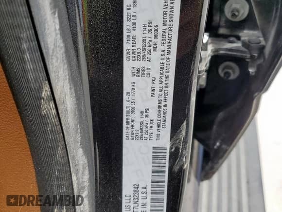 2020 Ram 1500 Longhorn with VIN 1C6SRFKT7LN323842, listed as a Copart auction lot 66570325 with 68,278 mi miles and Salvage title. Bid and sale history available at DreamBid. Image 12.