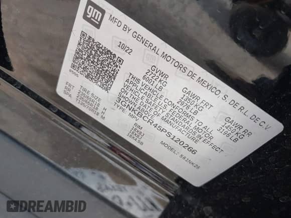 2023 Chevrolet Blazer LT with VIN 3GNKBCR45PS120266, listed as a IAAI auction lot 42881624 with Not provided miles and . Bid and sale history available at DreamBid. Image 9.