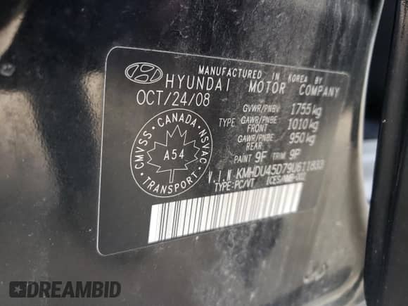 2009 Hyundai Elantra GLS с VIN KMHDU45D79U611833, выставлен на аукционе Copart как лот 81303005 с пробегом 214 466 миль миль и Чистый • Clean title. История ставок и продаж доступна на DreamBid. Изображение 12.