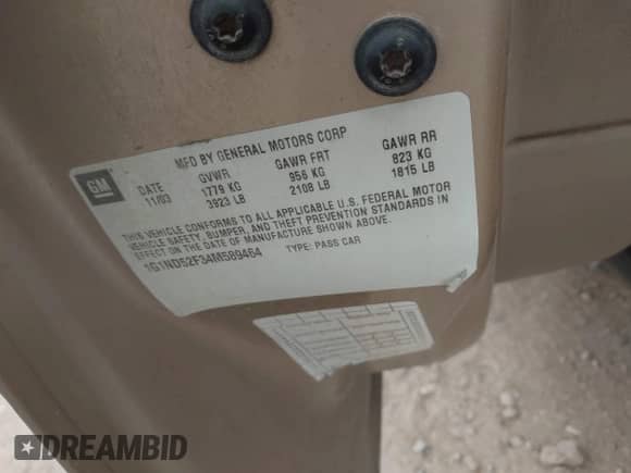 2004 Chevrolet Malibu Classic with VIN 1G1ND52F34M589464, listed as a IAAI auction lot 41566346 with 128,084 mi miles and . Bid and sale history available at DreamBid. Image 9.