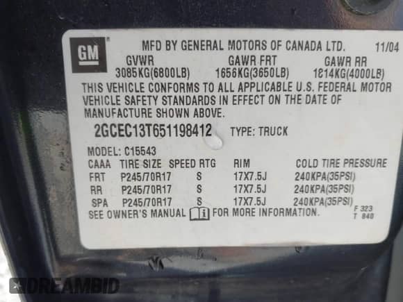2005 Chevrolet Silverado 1500 LS с VIN 2GCEC13T651198412, выставлен на аукционе IAAI как лот 43085271 с пробегом 240 388 миль миль и . История ставок и продаж доступна на DreamBid. Изображение 9.