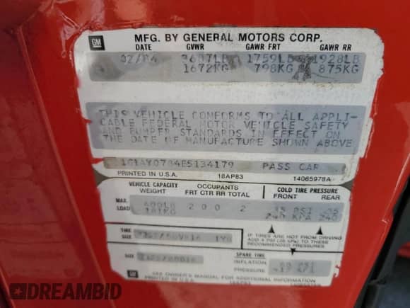 1984 Chevrolet Corvette with VIN 1G1AY0784E5134179, listed as a Copart auction lot 80396954 with 150,762 mi miles and Clean title. Bid and sale history available at DreamBid. Image 13.