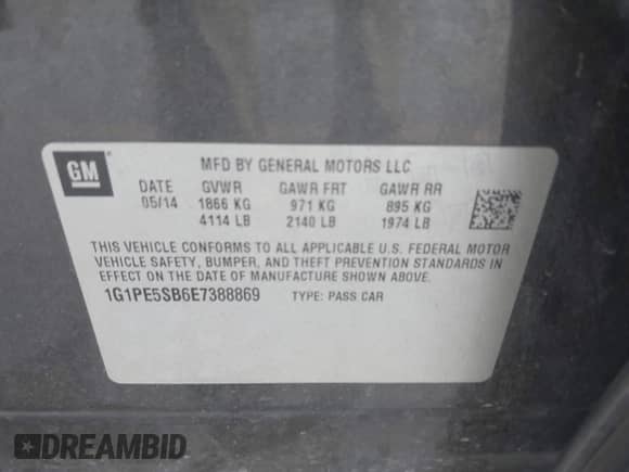2014 Chevrolet Cruze 2LT с VIN 1G1PE5SB6E7388869, выставлен на аукционе IAAI как лот 43239098 с пробегом 136 000 миль миль и . История ставок и продаж доступна на DreamBid. Изображение 9.