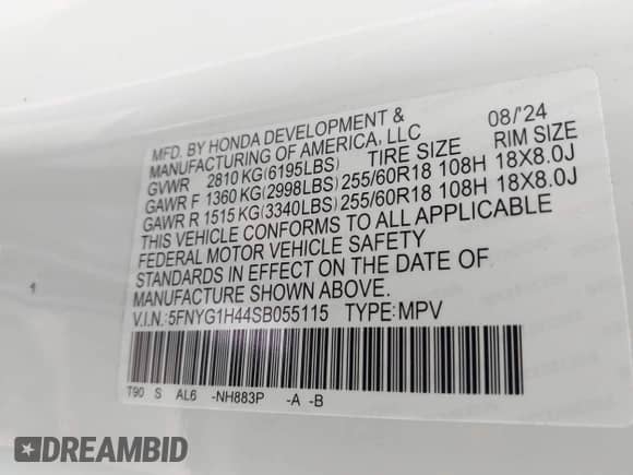 2025 Honda Pilot EX-L с VIN 5FNYG1H44SB055115, выставлен на аукционе IAAI как лот 42734773 с пробегом 8 958 миль миль и . История ставок и продаж доступна на DreamBid. Изображение 9.