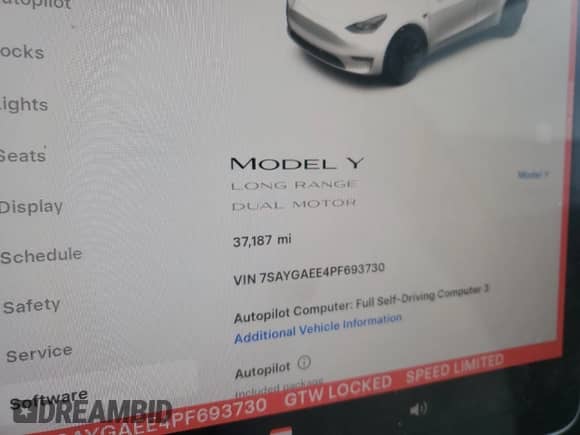 2023 Tesla Model Y Long Range с VIN 7SAYGAEE4PF693730, выставлен на аукционе Copart как лот 81366555 с пробегом 37 187 миль миль и Списание • Salvage title. История ставок и продаж доступна на DreamBid. Изображение 9.