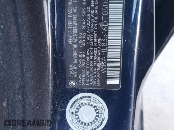 2006 BMW 7 Series 750i with VIN WBAHL83516DT05036, listed as a Copart auction lot 44456615 with 134,056 mi miles and Salvage title. Bid and sale history available at DreamBid. Image 12.