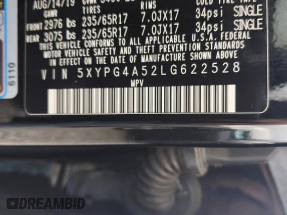 2020 Kia Sorento LX z VIN 5XYPG4A52LG622528, wystawiony jako Copart lot #81673125 z przebiegiem Nie podano mil oraz Szkoda całkowita • Salvage title. Historia ofert i sprzedaży dostępna na DreamBid. Obrazek 14.