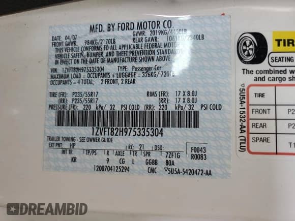 2007 Ford Mustang GT Deluxe z VIN 1ZVFT82H975335304, wystawiony jako Copart lot #67806895 z przebiegiem 77 475 mil mil oraz Szkoda całkowita • Salvage title. Historia ofert i sprzedaży dostępna na DreamBid. Obrazek 13.