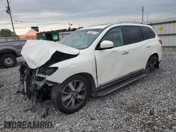 2015 Nissan Pathfinder Platinum with VIN 5N1AR2MNXFC687874, listed as a Copart auction lot 70423175 with 108,706 mi miles and Salvage title. Bid and sale history available at DreamBid. Image 1.