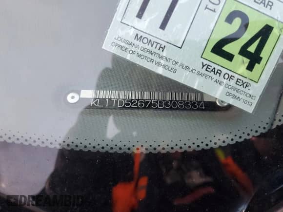 2005 Chevrolet Aveo LS with VIN KL1TD52675B308334, listed as a Copart auction lot 84377854 with Not provided miles and Salvage title. Bid and sale history available at DreamBid. Image 13.