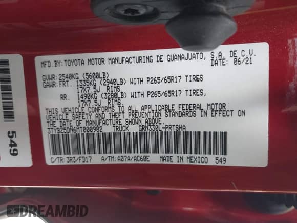 2021 Toyota Tacoma SR5 с VIN 3TYBZ5DN6MT000982, выставлен на аукционе IAAI как лот 42135399 с пробегом 28 991 миль миль и . История ставок и продаж доступна на DreamBid. Изображение 9.