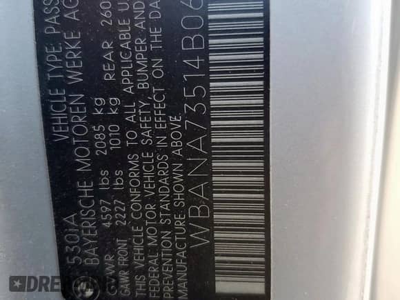 2004 BMW 5 Series 530i with VIN WBANA73514B061741, listed as a Copart auction lot 81149445 with 105,246 mi miles and Salvage title. Bid and sale history available at DreamBid. Image 13.