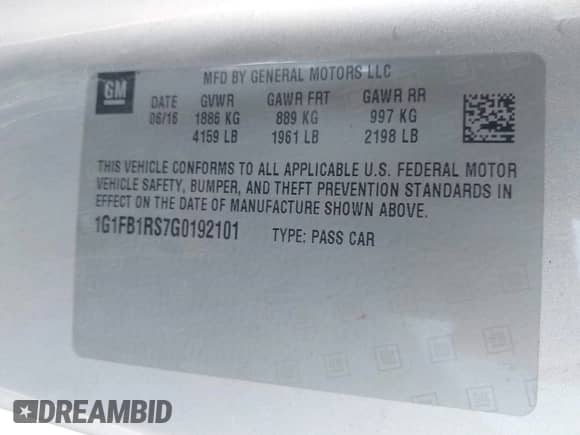 2016 Chevrolet Camaro 1LT z VIN 1G1FB1RS7G0192101, wystawiony jako IAAI lot #43322925 z przebiegiem 93 870 mil mil oraz . Historia ofert i sprzedaży dostępna na DreamBid. Obrazek 9.