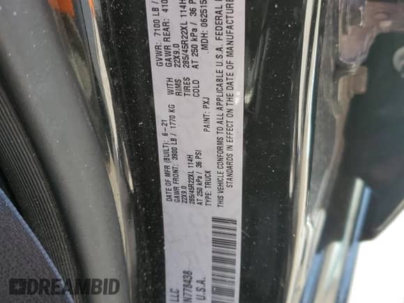 2021 Ram 1500 Laramie z VIN 1C6SRFRT7MN778438, wystawiony jako Copart lot #56532835 z przebiegiem 35 608 mil mil oraz Szkoda całkowita • Salvage title. Historia ofert i sprzedaży dostępna na DreamBid. Obrazek 13.