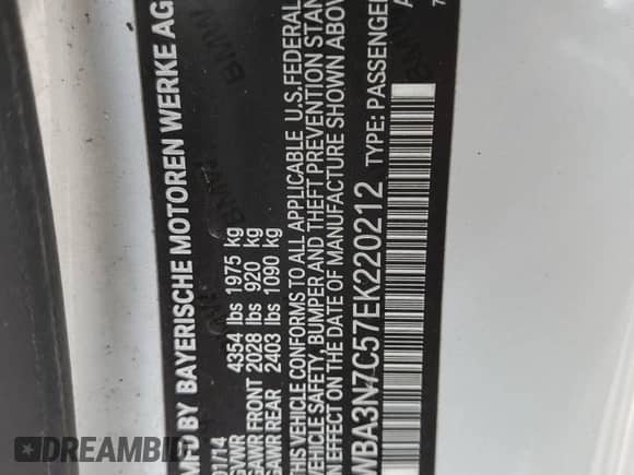 2014 BMW 4 Series 428i с VIN WBA3N7C57EK220212, выставлен на аукционе Copart как лот 56187805 с пробегом 65 834 миль миль и Списание • Salvage title. История ставок и продаж доступна на DreamBid. Изображение 12.