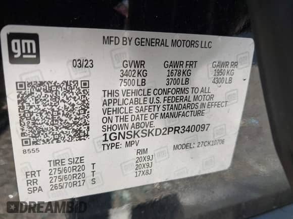 2023 Chevrolet Tahoe Premier с VIN 1GNSKSKD2PR340097, выставлен на аукционе IAAI как лот 42766064 с пробегом 31 956 миль миль и . История ставок и продаж доступна на DreamBid. Изображение 9.