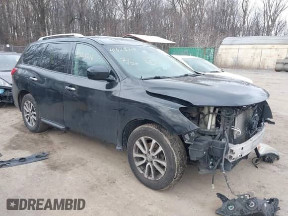 2015 Nissan Pathfinder Platinum with VIN 5N1AR2MM9FC657658, listed as a IAAI auction lot 41628216 with 212,189 mi miles and . Bid and sale history available at DreamBid. Image 1.