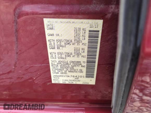 2013 Nissan Frontier SL with VIN 1N6AD0EV7DN764205, listed as a Copart auction lot 51649495 with 147,097 mi miles and Salvage title. Bid and sale history available at DreamBid. Image 12.
