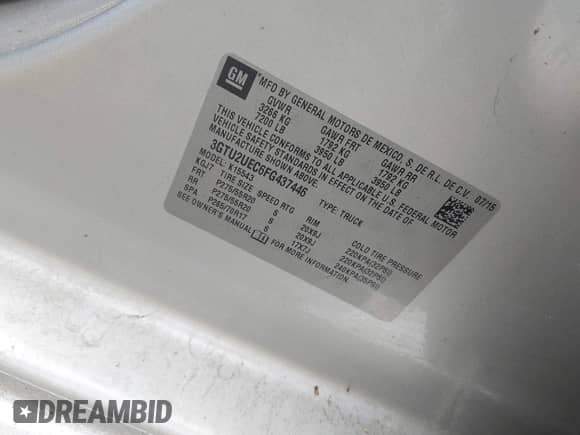 2015 GMC Sierra 1500 SLE с VIN 3GTU2UEC6FG437446, выставлен на аукционе IAAI как лот 43223127 с пробегом 83 404 миль миль и . История ставок и продаж доступна на DreamBid. Изображение 9.