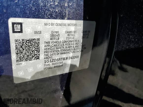 2018 Chevrolet Malibu LT with VIN 1G1ZD5ST8JF243269, listed as a Copart auction lot 82353535 with 86,113 mi miles and Salvage title. Bid and sale history available at DreamBid. Image 12.