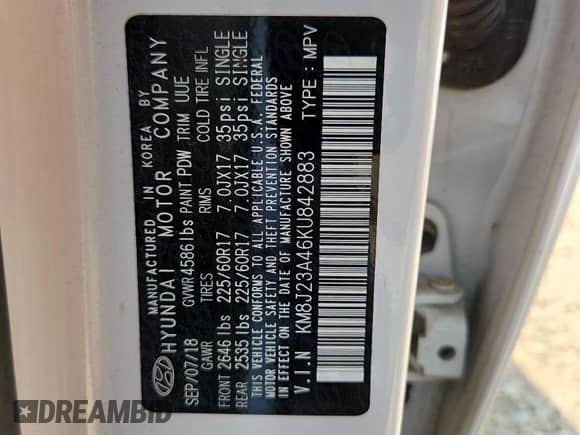 2019 Hyundai Tucson SE с VIN KM8J23A46KU842883, выставлен на аукционе Copart как лот 81144025 с пробегом 74 595 миль миль и Списание • Salvage title. История ставок и продаж доступна на DreamBid. Изображение 14.