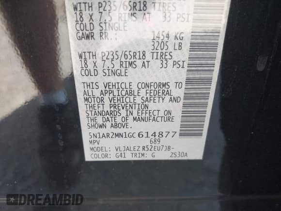 2016 Nissan Pathfinder S с VIN 5N1AR2MN1GC614877, выставлен на аукционе IAAI как лот 41198290 с пробегом 85 356 миль миль и . История ставок и продаж доступна на DreamBid. Изображение 9.