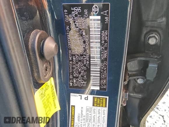 2019 Toyota Corolla SE с VIN JTNK4RBE6K3042406, выставлен на аукционе Copart как лот 85200785 с пробегом 113 959 миль миль и Чистый • Clean title. История ставок и продаж доступна на DreamBid. Изображение 12.