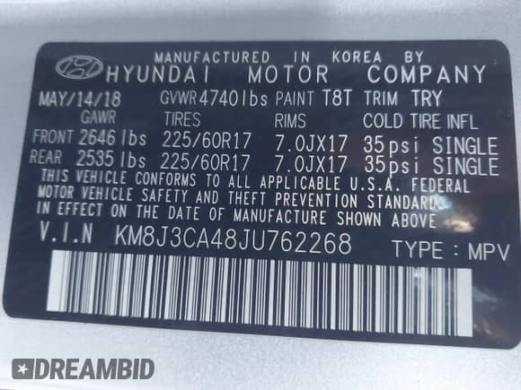 2018 Hyundai Tucson SEL z VIN KM8J3CA48JU762268, wystawiony jako IAAI lot #41304445 z przebiegiem 71 958 mil mil oraz . Historia ofert i sprzedaży dostępna na DreamBid. Obrazek 9.