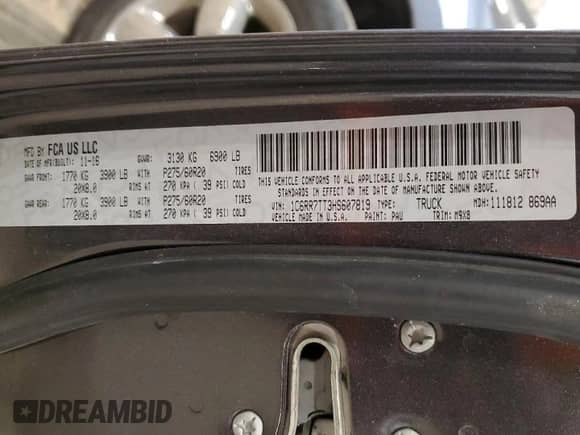 2017 Ram 1500 Big Horn with VIN 1C6RR7TT3HS607819, listed as a Copart auction lot 55652095 with 121,936 mi miles and Clean title. Bid and sale history available at DreamBid. Image 12.