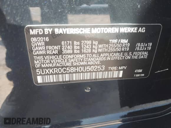 2017 BMW X5 xDrive35i с VIN 5UXKR0C58H0U50253, выставлен на аукционе IAAI как лот 43297674 с пробегом 174 761 миль миль и . История ставок и продаж доступна на DreamBid. Изображение 9.