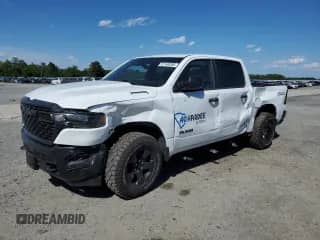 2025 Ram 1500 Warlock with VIN 1C6SRFGP1SN702488, listed as a Copart auction lot 57148285 with 1,183 mi miles and Salvage title. Bid and sale history available at DreamBid. Image 1.