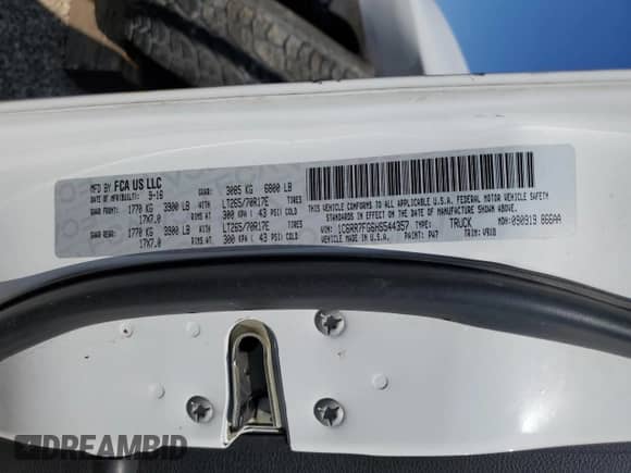 2017 Ram 1500 Tradesman с VIN 1C6RR7FG6HS544357, выставлен на аукционе Copart как лот 80078575 с пробегом 128 989 миль миль и Списание • Salvage title. История ставок и продаж доступна на DreamBid. Изображение 12.