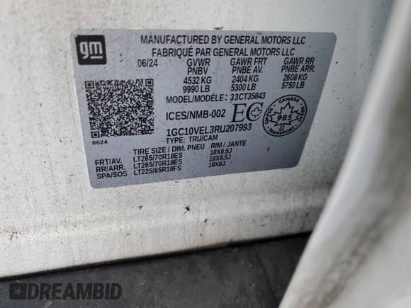 2024 Chevrolet Silverado EV Work Truck с VIN 1GC10VEL3RU207993, выставлен на аукционе Copart как лот 88139745 с пробегом Не указан миль и Списание • Salvage title. История ставок и продаж доступна на DreamBid. Изображение 13.