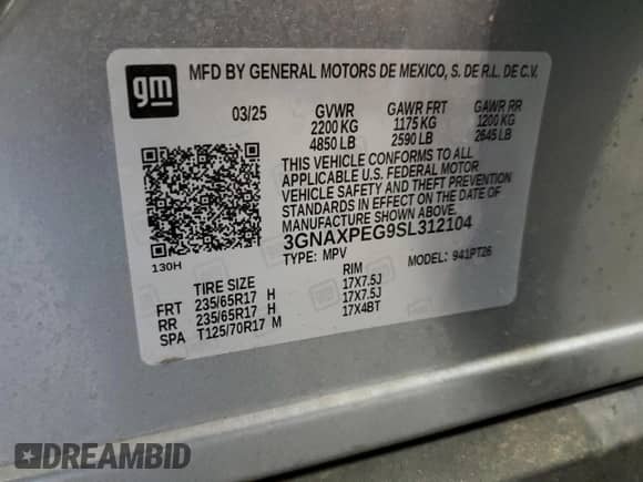 2025 Chevrolet Equinox AWD LT с VIN 3GNAXPEG9SL312104, выставлен на аукционе Copart как лот 89923205 с пробегом 21 320 миль миль и Чистый • Clean title. История ставок и продаж доступна на DreamBid. Изображение 14.