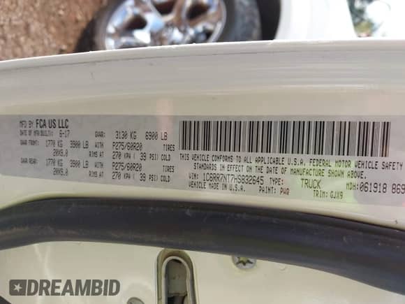 2017 Ram 1500 Laramie с VIN 1C6RR7NT7HS832645, выставлен на аукционе IAAI как лот 41915017 с пробегом 42 717 миль миль и . История ставок и продаж доступна на DreamBid. Изображение 9.