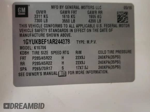 2010 Cadillac Escalade Luxury с VIN 1GYUKBEF1AR244378, выставлен на аукционе Copart как лот 44326825 с пробегом 166 452 миль миль и Списание • Salvage title. История ставок и продаж доступна на DreamBid. Изображение 13.