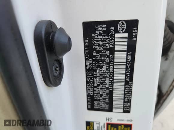 2009 Toyota Camry with VIN 4T1BE46K79U913012, listed as a Copart auction lot 85669045 with 241,550 mi miles and Salvage title. Bid and sale history available at DreamBid. Image 12.