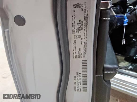 2023 Jeep Grand Cherokee Overland с VIN 1C4RJKDG3P8107675, выставлен на аукционе Copart как лот 70921425 с пробегом 90 777 миль миль и Чистый • Clean title. История ставок и продаж доступна на DreamBid. Изображение 13.