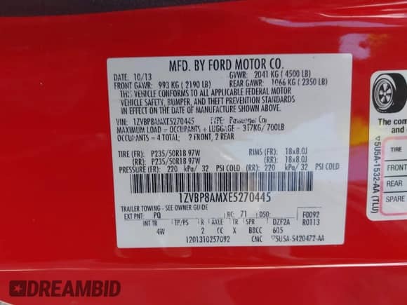 2014 Ford Mustang Premium с VIN 1ZVBP8AMXE5270445, выставлен на аукционе IAAI как лот 42622897 с пробегом 108 017 миль миль и . История ставок и продаж доступна на DreamBid. Изображение 9.