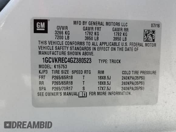 2016 Chevrolet Silverado 1500 LT с VIN 1GCVKREC4GZ380523, выставлен на аукционе Copart как лот 68545165 с пробегом 89 491 миль миль и Списание • Salvage title. История ставок и продаж доступна на DreamBid. Изображение 12.