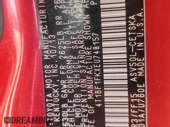 2014 Toyota Camry SE Sport с VIN 4T1BF1FKXEU748157, выставлен на аукционе Copart как лот 80736375 с пробегом 141 968 миль миль и Списание • Salvage title. История ставок и продаж доступна на DreamBid. Изображение 12.