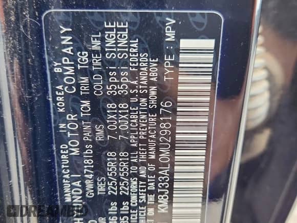 2021 Hyundai Tucson Limited z VIN KM8J33AL0MU298176, wystawiony jako Copart lot #63638835 z przebiegiem 89 692 mil mil oraz Szkoda całkowita • Salvage title. Historia ofert i sprzedaży dostępna na DreamBid. Obrazek 13.