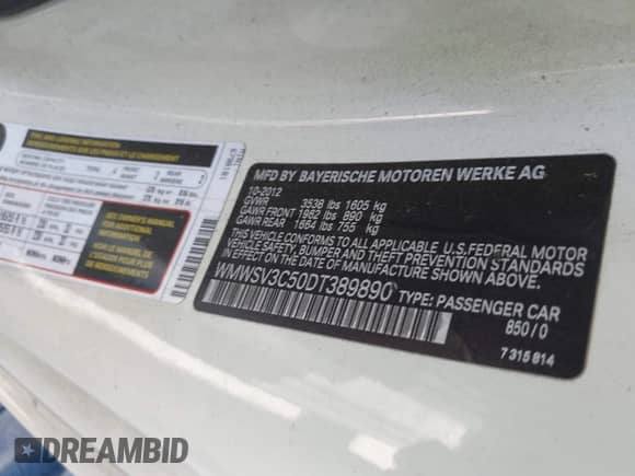 2013 MINI Hardtop S с VIN WMWSV3C50DT389890, выставлен на аукционе IAAI как лот 43153997 с пробегом 132 527 миль миль и . История ставок и продаж доступна на DreamBid. Изображение 9.