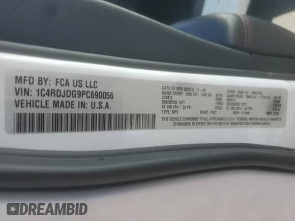 2023 Dodge Durango GT z VIN 1C4RDJDG9PC690056, wystawiony jako Copart lot #90022195 z przebiegiem 39 667 mil mil oraz Czysty tytuł • Clean title. Historia ofert i sprzedaży dostępna na DreamBid. Obrazek 14.