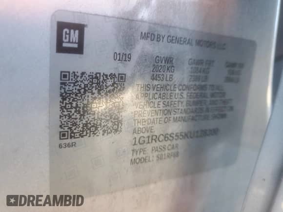 2019 Chevrolet Volt LT with VIN 1G1RC6S55KU128300, listed as a Copart auction lot 81767825 with 67,938 mi miles and Salvage title. Bid and sale history available at DreamBid. Image 13.