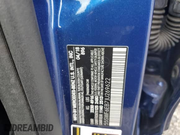 2018 Mercedes-Benz C 43 AMG с VIN 55SWF6EB7JU269622, выставлен на аукционе Copart как лот 64450075 с пробегом 87 850 миль миль и Списание • Salvage title. История ставок и продаж доступна на DreamBid. Изображение 13.