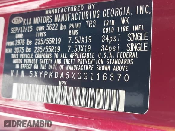 2016 Kia Sorento SXL z VIN 5XYPKDA5XGG116370, wystawiony jako IAAI lot #41663932 z przebiegiem 139 531 mil mil oraz . Historia ofert i sprzedaży dostępna na DreamBid. Obrazek 9.